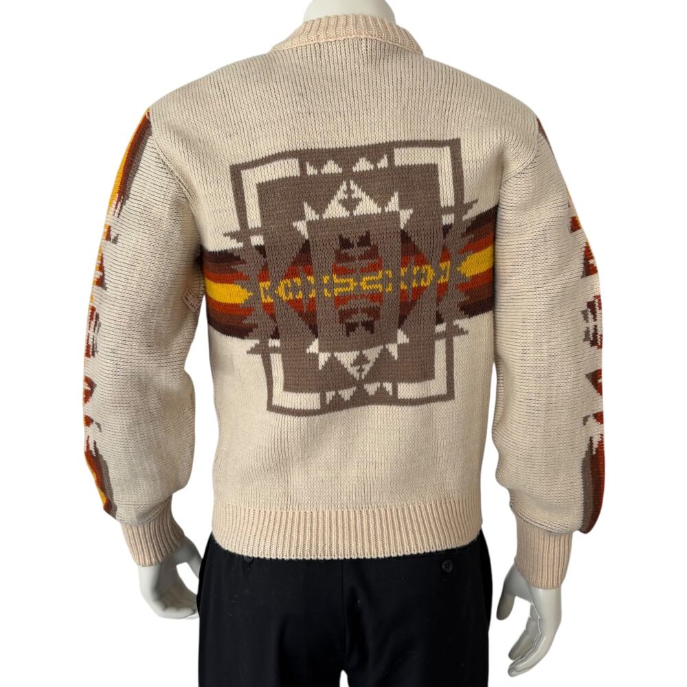 VINTAGE NEW WESTERN AZTEC STYLE PULLOVER SWEATER WOOL JUMPER MEN SIZE MEDIUM - Picture 5 of 11